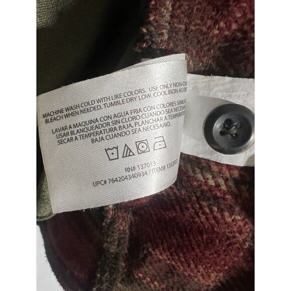 ORVIS Mens Red/Olive Green Shirt Jacket Side Pockets Heavy Cotton Flannel XXL - Picture 7 of 11